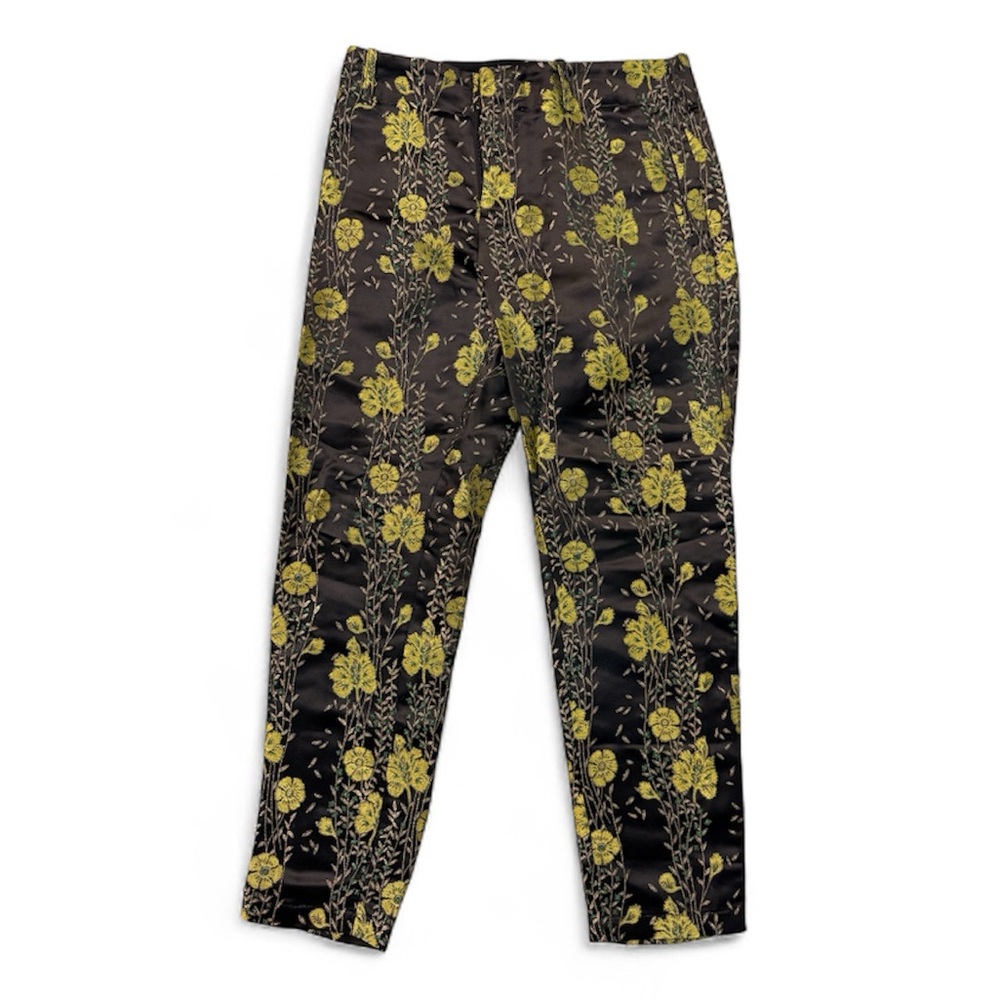 Scotch & Soda embroidered green floral jacquard pants, tailored cropped fit
